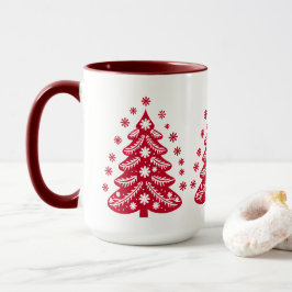 Skandinavisk folkart Red Julgran-kaffe Mugg