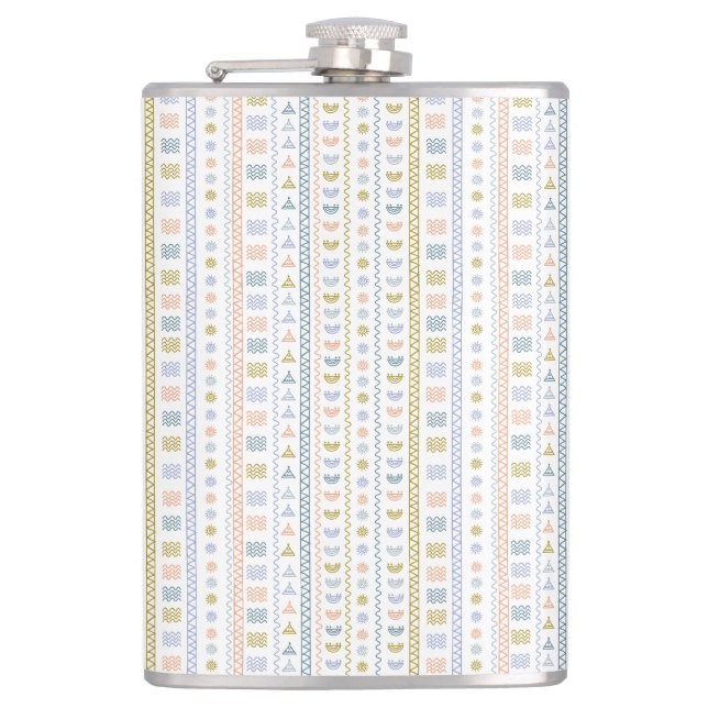 Skandinavisk folkart Sol & Wave Mönster-kolv Fickplunta (Framsidan)