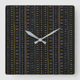 Skandinavisk folkart Square Wall Clock Fyrkantig Klocka