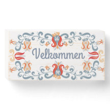 Skandinavisk folkart Velkommen Wood Välkomstskylt