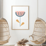 Skandinavisk folkflotta Stil enkel blomma  flotta Poster<br><div class="desc">Söt och minimalistisk,  denna moderna blommigt i danska stil har en enkel vektorblomma i orange.</div>