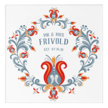 Skandinavisk folkkonst - akrylisk väggkonst