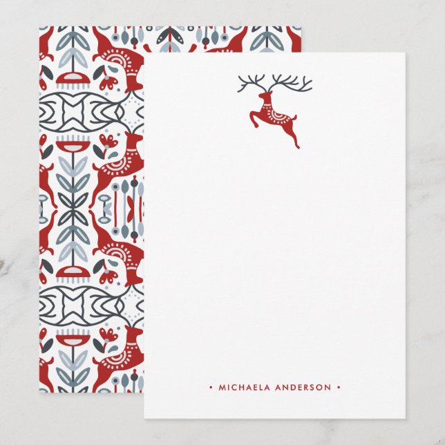 Skandinavisk Folkkonst Anpassad Namn Personlig Anteckningskort (Fram/baksida)