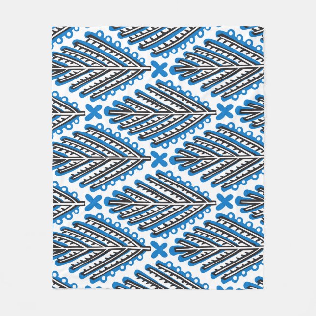 Skandinavisk folkkonst: Blommigt Retro Design Fleecefilt (Framsidan)