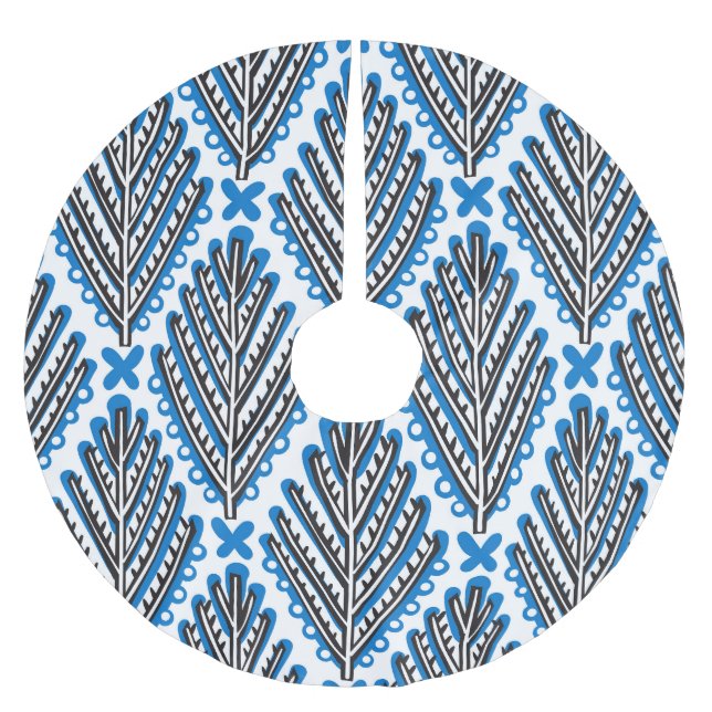 Skandinavisk folkkonst: Blommigt Retro Design Julgransmatta Borstad Polyester (Framsidan)