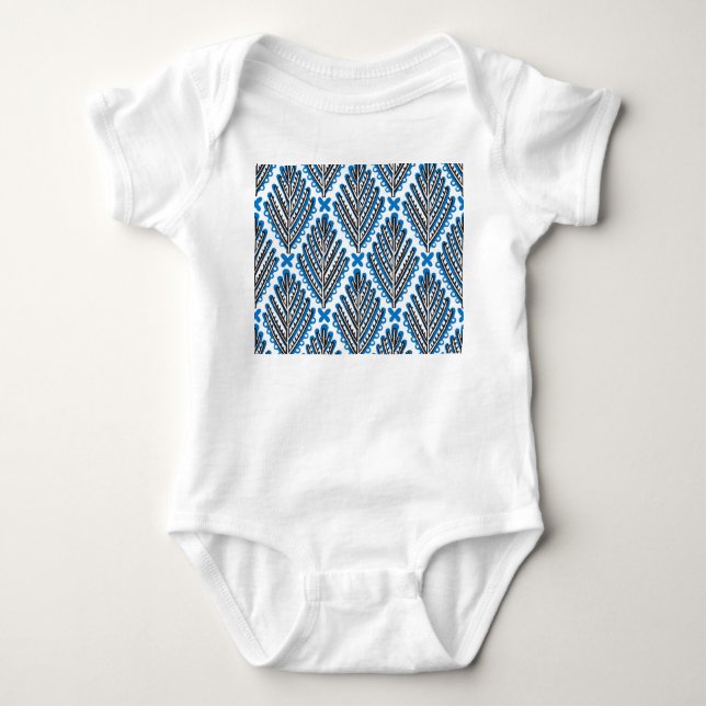 Skandinavisk folkkonst: Blommigt Retro Design T Shirt (Framsida)