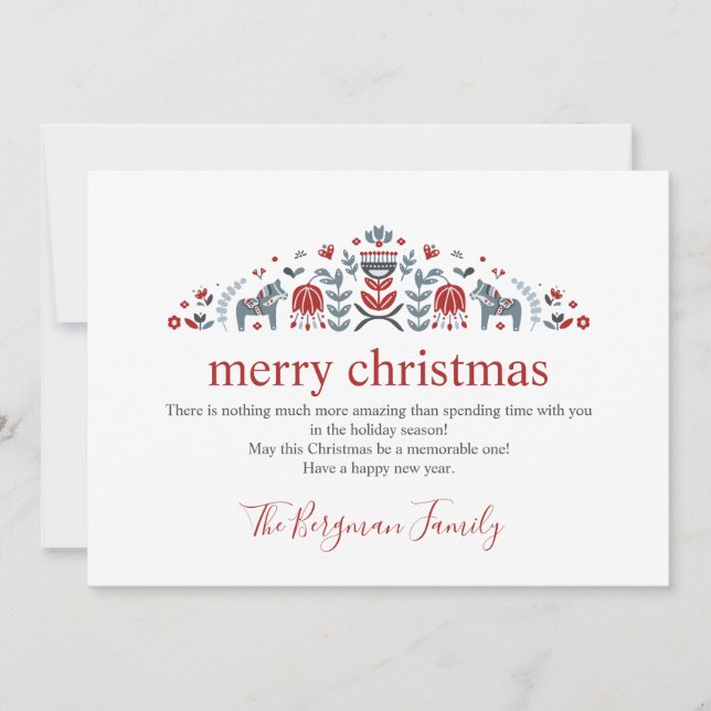 Skandinavisk Folkkonst Dalahäst Foto Jul Julkort (Framsida)