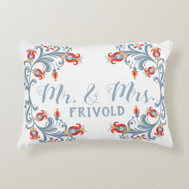 Skandinavisk Folkkonst Herr och fru Blå Kudde (Framsidan)