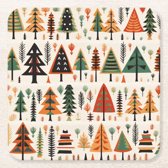 Skandinavisk folkkonst jul Mönster Underlägg Papper Kvadrat (Framsidan)