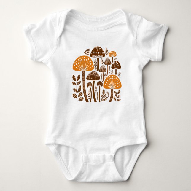 Skandinavisk folkmushroom Art Baby Bodykostym T Shirt (Framsida)