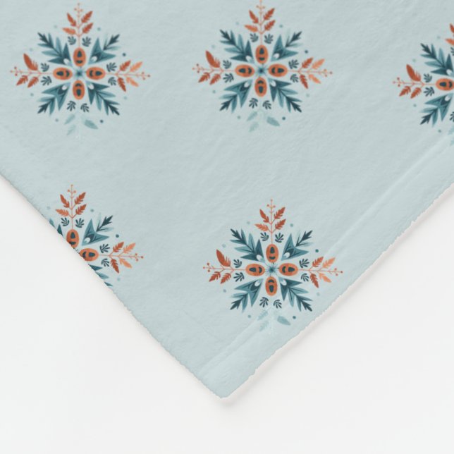 Skandinavisk folksnöflake Motiv Mönster Fleecefilt (Hörn)