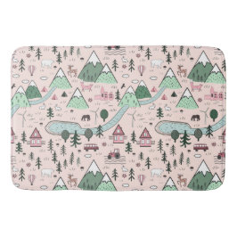 Skandinavisk gård Town Mönster Rosa Badrumsmatta