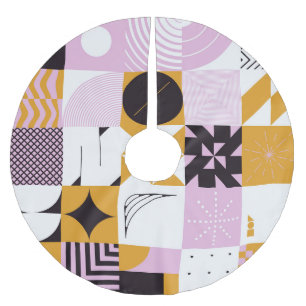 Skandinavisk geometri: Handritad teckning. Julgransmatta Borstad Polyester