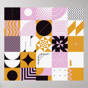 Skandinavisk geometri: Handritad teckning. Poster