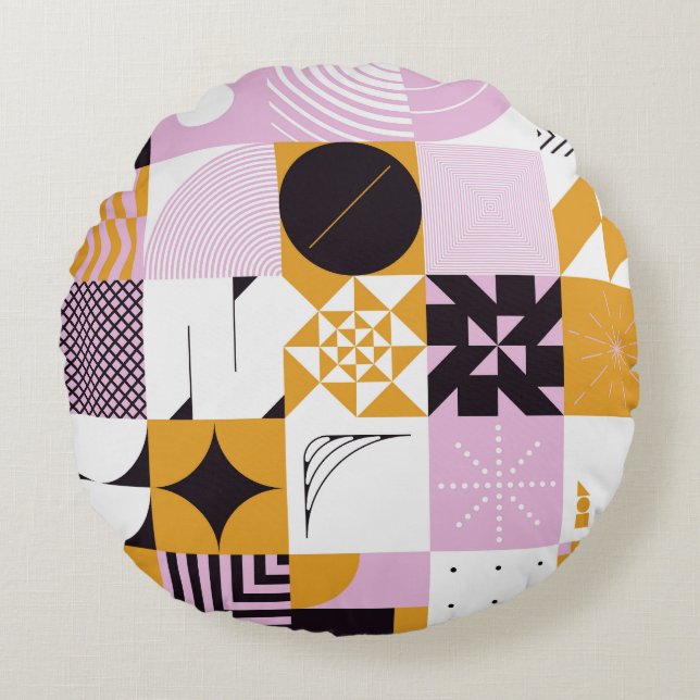 Skandinavisk geometri: Handritad teckning. Rund Kudde (Framsidan)