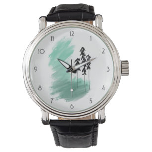 Skandinavisk grön trädkonst enkel modern mint armbandsur