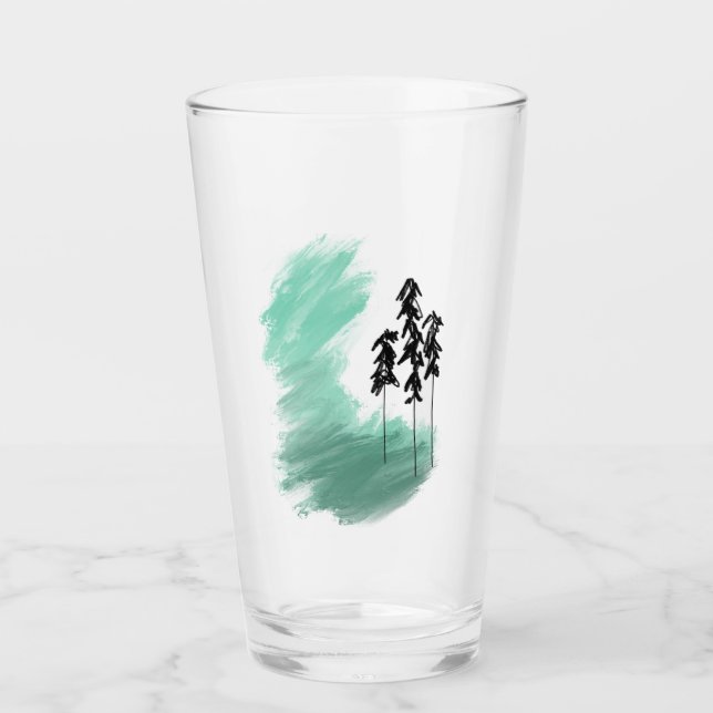 Skandinavisk grön trädkonst enkel modern mint   glaskopp (Framsida)