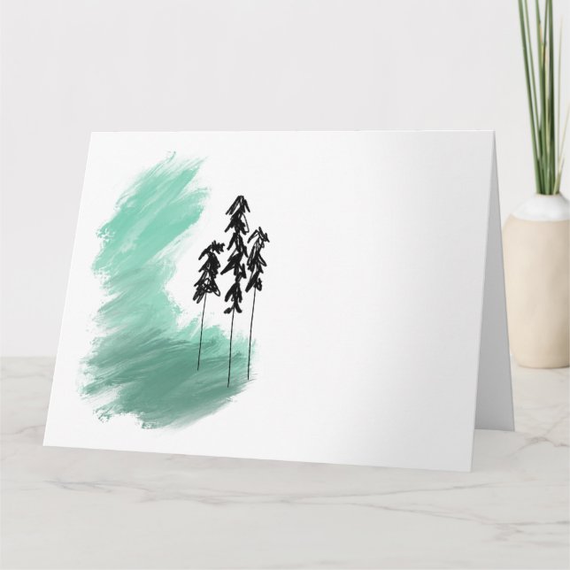 Skandinavisk grön trädkonst enkel modern mint   kort (Framsida)