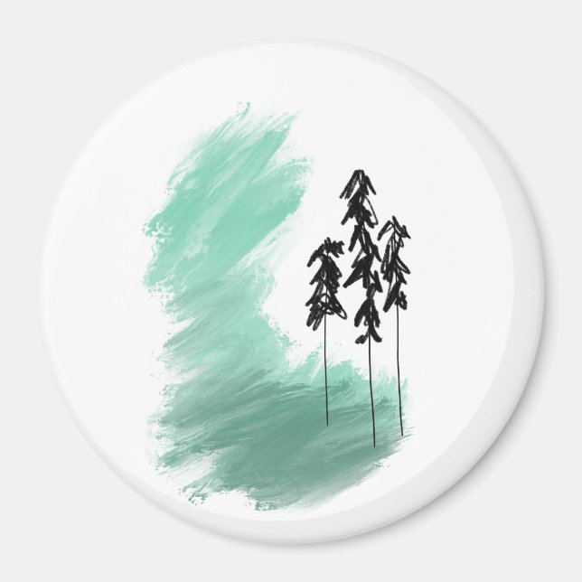 Skandinavisk grön trädkonst enkel modern mint  magnet (Framsidan)
