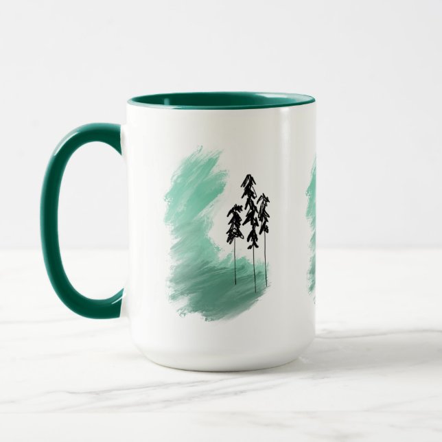 Skandinavisk grön trädkonst enkel modern mint mugg (Vänster)