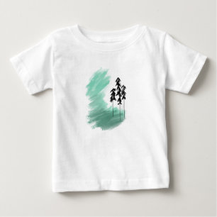 Skandinavisk grön trädkonst enkel modern mint t shirt
