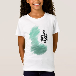 Skandinavisk grön trädkonst enkel modern mint t shirt