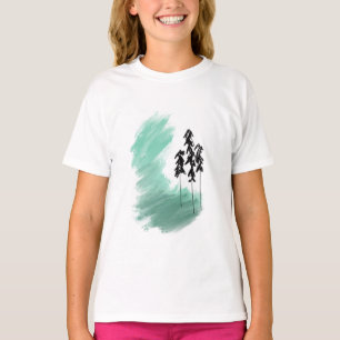 Skandinavisk grön trädkonst enkel modern mint t shirt