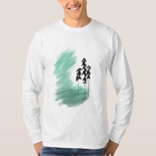 Skandinavisk grön trädkonst enkel modern mint  t shirt