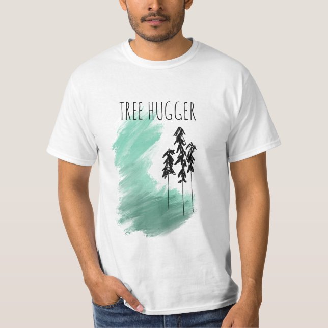 Skandinavisk grön trädkonst enkel modern mint  t shirt (Framsida)