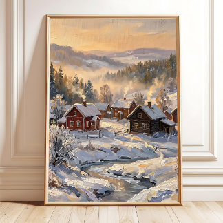 Skandinavisk Guldhour Wall Art Canvastryck Poster