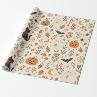 Skandinavisk Halloween-bakgrund, nordisk folkkonst Presentpapper