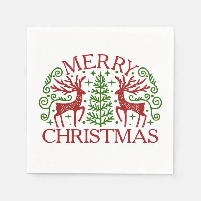 Skandinavisk Hjort jul Pappersservett (Framsidan)