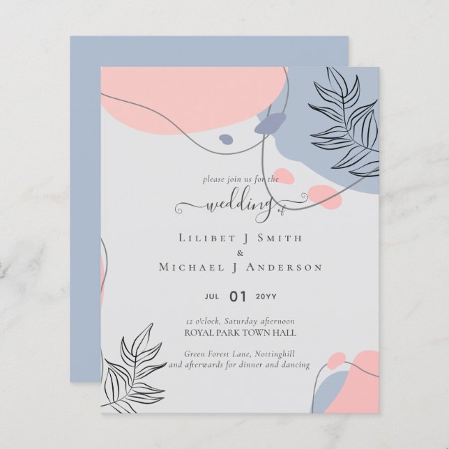 Skandinavisk japandi Modern Abstrakt Bröllop (Fram/baksida)