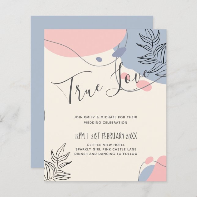 Skandinavisk japandi Modern Abstrakt Bröllop (Fram/baksida)