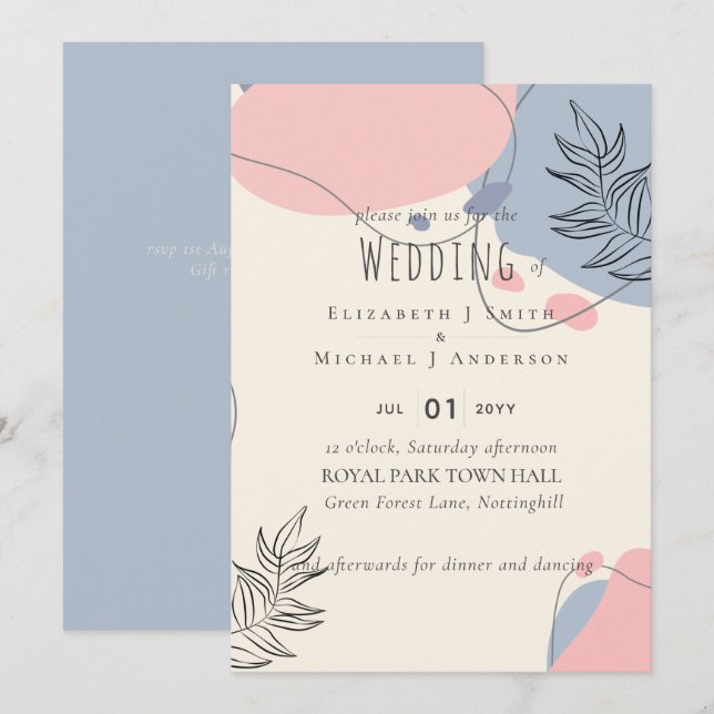 Skandinavisk japandi Modern Abstrakt Bröllop (Fram/baksida)