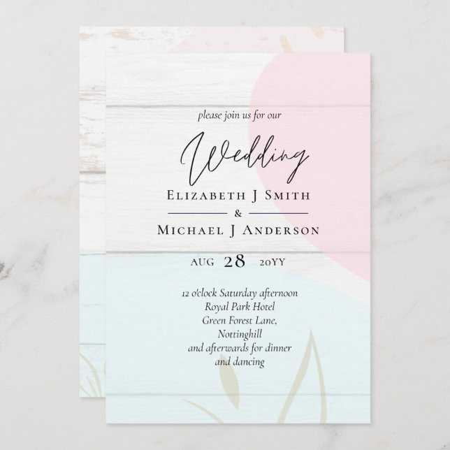 Skandinavisk japandi Modern Abstrakt Bröllop (Fram/baksida)