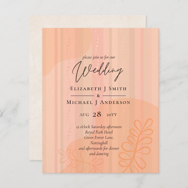 Skandinavisk japandi Modern Abstrakt Bröllop (Fram/baksida)