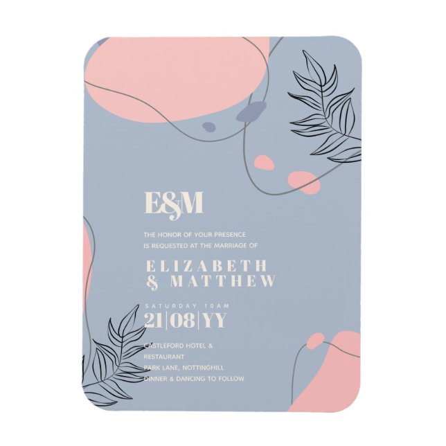 Skandinavisk japandi Modern Abstrakt Bröllop Magnet (Vertikal)