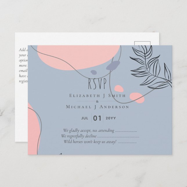 Skandinavisk Japandi Modern Abstrakt Bröllop Vykort (Fram/baksida)