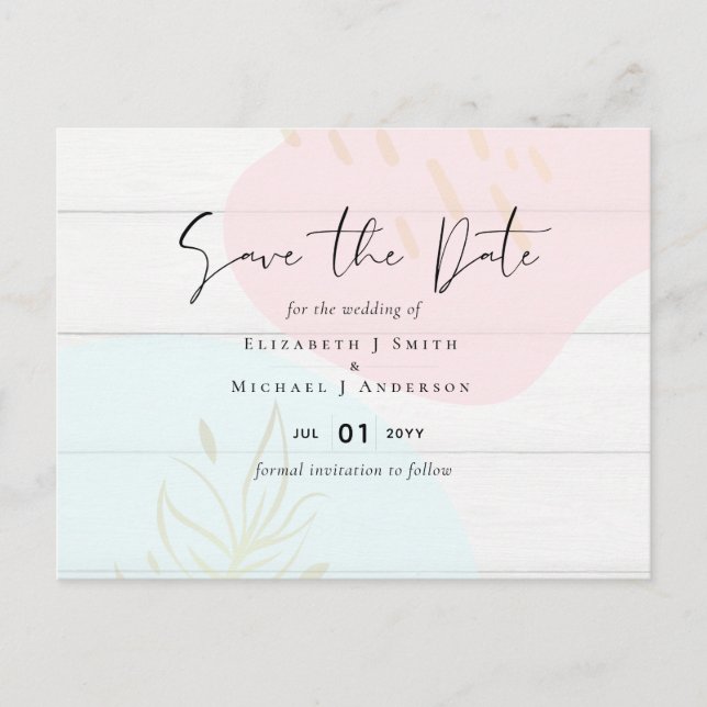 Skandinavisk Japandi Modern Abstrakt Bröllop Vykort (Framsida)