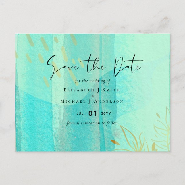 Skandinavisk Japandi Modern Abstrakt Bröllop Vykort (Framsida)