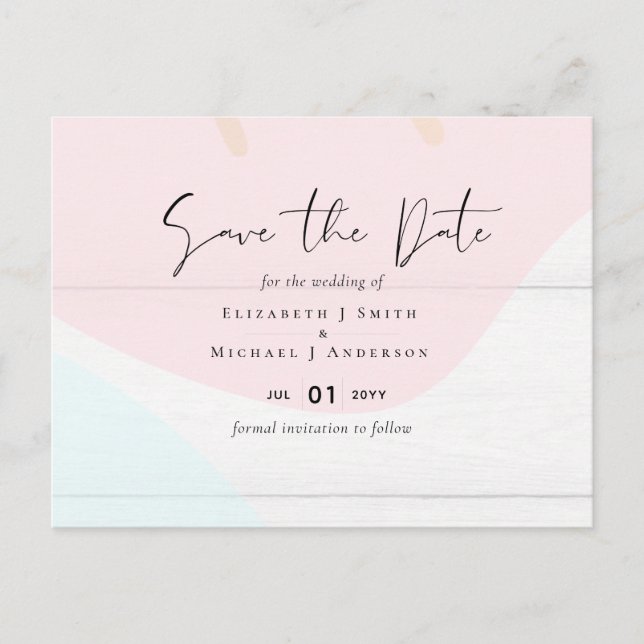 Skandinavisk japandi Modern Abstrakt Bröllop Vykort (Framsida)