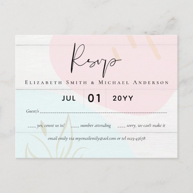 Skandinavisk japandi Modern Abstrakt Bröllop Vykort (Framsida)