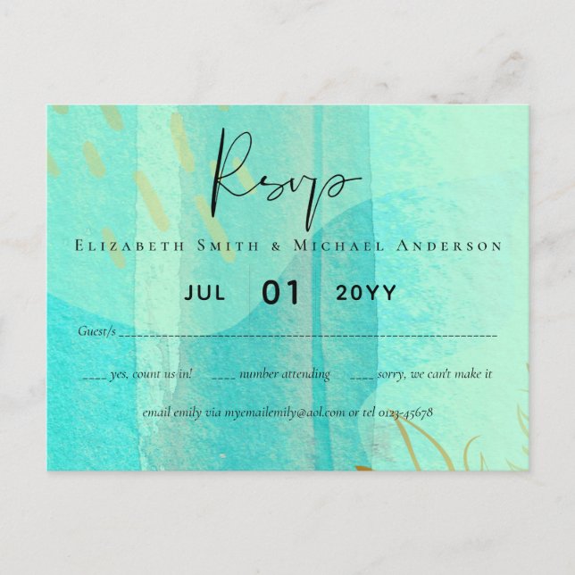 Skandinavisk Japandi Modern Abstrakt Bröllop Vykort (Framsida)