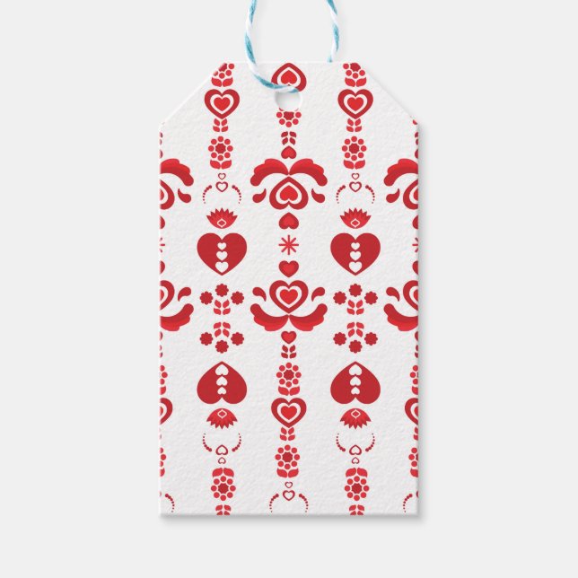 Skandinavisk jul Modern Rosemaling Mönster Presentetikett (Framsidan)