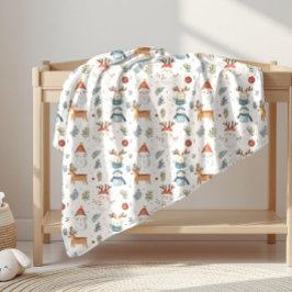 Skandinavisk jul - Nordiska vintern Snögubbe Fleecefilt