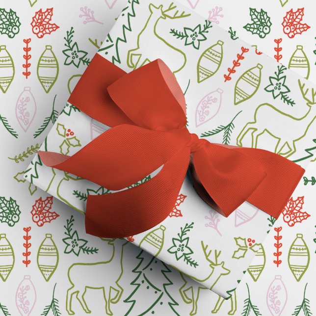 Skandinavisk jul presentpapper (Scandinavian Christmas festive holiday gift wrapping paper.)