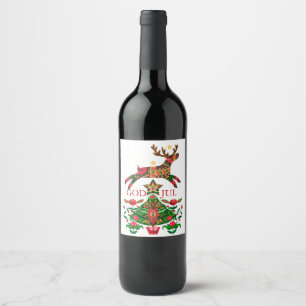 Skandinavisk juletikett Vin Vinflaska Etikett