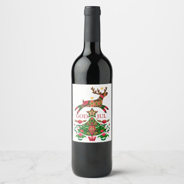 Skandinavisk juletikett Vin Vinflaska Etikett (Framsida)