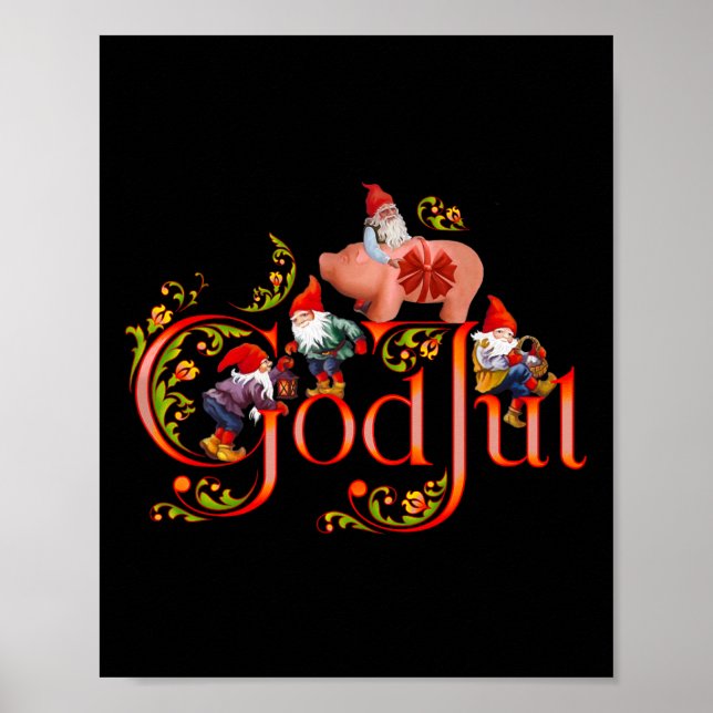 Skandinavisk julgud Jul Marsipan Gris Poster (Framsidan)